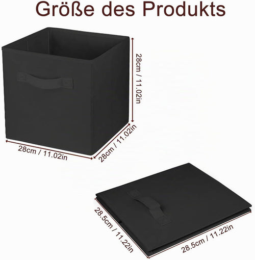 Aufbewahrungsbox aus Stoff, Faltbar Aufbewahrungswürfel Aufbewahrung Box in Würfelform mit Griff, Ordnungssystem Korb für Schrank Regal Spind, 28 X 28 X 28 cm (Schwarz 1)