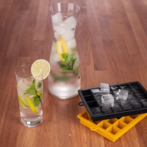Blumtal Eiswürfelformen Silikon 2x24er - Eiswürfelform - Silikon Eiswürfelform für Eiswürfel 2,6 cm - 2 x Eiswürfelformen in M - BPA freier Ice Cube Maker 2x - Black Blue und Spicy Mustard