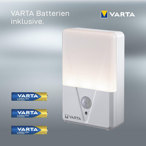 VARTA Nachtlicht mit Bewegungssensor LED inkl. 3x AAA Batterien, Motion Sensor Night Light, einfache Installation: Schraube, Magnet oder 3M-Klebeband, automatische Abschaltung