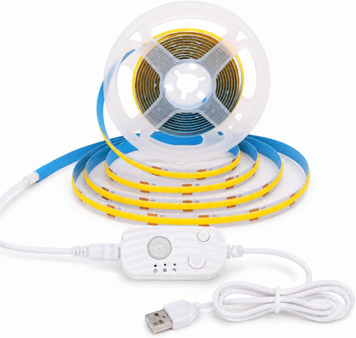 COB LED Streifen mit Bewegungsmelder 1M, Warmweiß 2700K, 320LEDs Licht Leiste mit 3-Modi, Dimmbar CRI90+ Led Strip Selbstklebend mit Timing-Funktion Für Schrank,Küche,Wohnzimmer,Schlafzimmer,Treppe