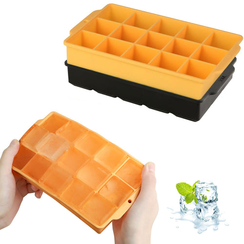 JOPHEK Eiswürfelform, 2 Stück 30 Fach Silikon Eiswürfelschale, Große Quadratische Eiswürfel 3.5cm für Cocktails Whisky Wein Obst Fruchtpürees Eiscreme Eistee (Schwarz+Schwarz)