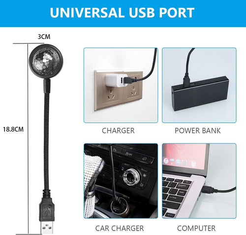 URAQT LED Auto Decke Starlight, USB-Nachtlicht 360° Rotierende Mini Discokugel Dachprojektor-Licht Flexible Innere Lampe für Party Abend Club Bar