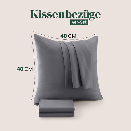 Utopia Bedding Kissenbezug 40x40 4er Set , kopfkissenbezug 40x40 Grau