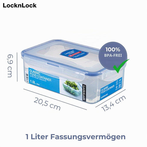 LocknLock PP Classic Vorratsdose mit Ablaufgitter | 1 L | 20,5 x 13,4 x 6,9 cm | 100 % luft- und wasserdicht | Gefrier-& Kühlschrank Organizer | Spülmaschinen-& Mikrowellengeeignet