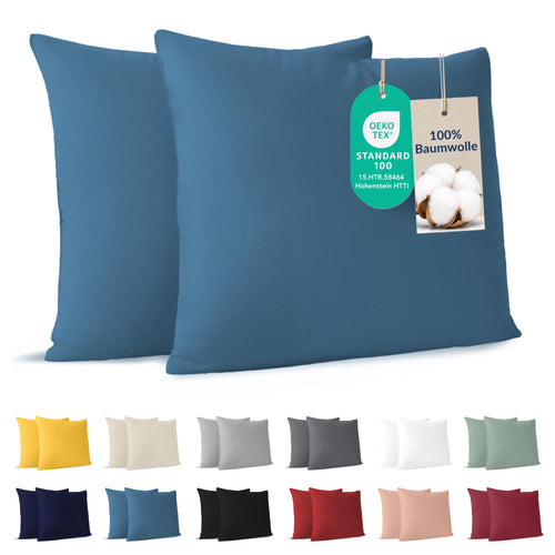 Dreamzie - Kissenbezug 40x40cm - 2er Set - 100% Baumwolle - Anthrazit
