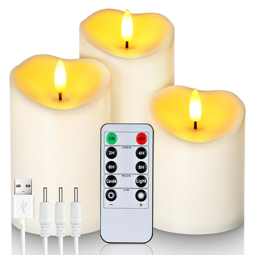 Homemory 7,6 cm x 15 cm Outdoor Wasserdicht Flammenlose LED Kerzen, Batteriebetriebene Kerzen mit Fernbedienung und Timer, Elektrische Fake Plastik Stumpenkerzen, Dunkel Elfenbein, 2er-Set