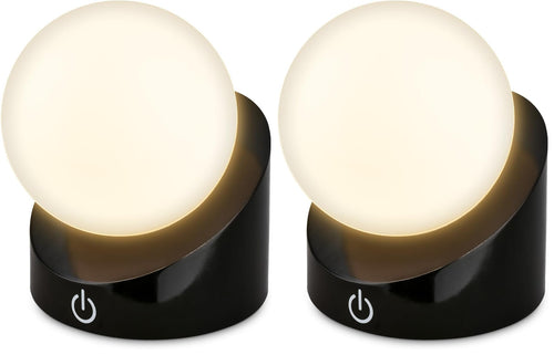 BRILONER - Mini LED Tischlampe kabellos IP54 mit Touch, dimmbar in Stufen, Akku & Lichtquelle tauschbar, Nachttischlampe, Kugel, LED Lampe, Akku Tischleuchte, Outdoor Lampe, 10x8x9 cm, Holzoptik
