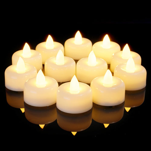 AMAGIC Flammenlose Led Teelicht batterie, 12er,warmweiß Licht, Wachshülle