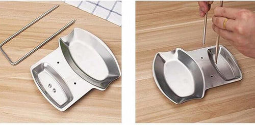 YIQI Küche Deckelhalter,Topfdeckelhalter,Löffelablage/Pfannenhalter Küche Halter Für Deckel Und Löffel Edelstahl Deckel Organizer Ständer 19 x 15.5 x 19 cm