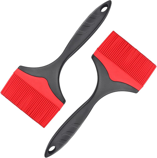 Großer Silikon-Backpinsel – Silikon-Backpinsel zum Grillen, hitzebeständige Pinsel, zum Verteilen von Öl, Butter, Soße zum Kochen, Backen, Grillen, 10 cm, extra breiter Grillpinsel (Rot 2)