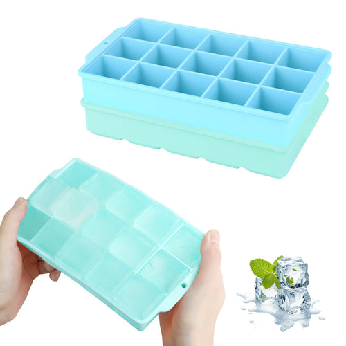 JOPHEK Eiswürfelform, 2 Stück 30 Fach Silikon Eiswürfelschale, Große Quadratische Eiswürfel 3.5cm für Cocktails Whisky Wein Obst Fruchtpürees Eiscreme Eistee (Schwarz+Schwarz)