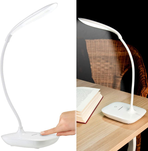 PEARL LED Tischlampe Akku USB: Schwanenhals-Schreibtischleuchte mit 3-Watt-COB-LED & Akku, USB-Ladung (Schreibtischlampe akkubetrieben, Schreibtischlampe, Mac)