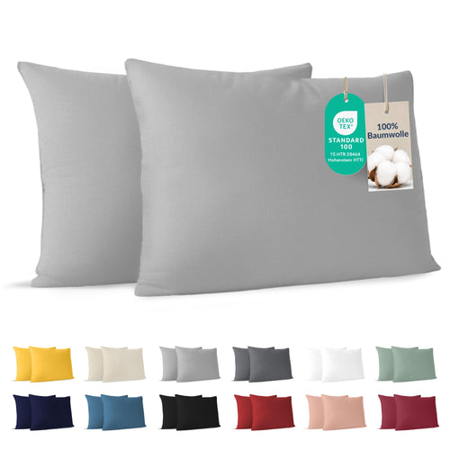 Dreamzie - Kissenbezug 40x40cm - 2er Set - 100% Baumwolle - Anthrazit