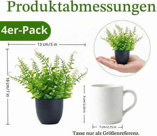 Laelfe Künstliche Pflanzen Klein im Topf 4 Stück für Tisch und Fensterbank
