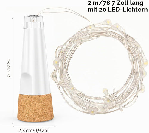 Flaschenlichter mit Korken, USB wiederaufladbares Weinflaschenlicht, batteriebetriebene Gläser, Lichterkette, 2025 verbesserte Lichterkette für Weihnachtsdekorationen(Warm weiß, 3 Pack)