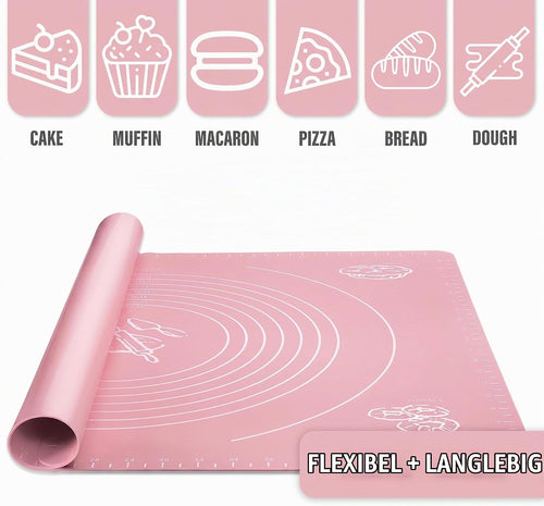Backmatte Silikon 50 x 40 cm - Ausrollmatte Antihaft Rosa Pink