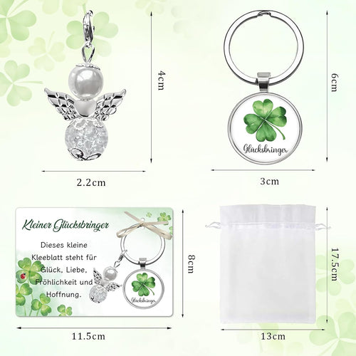 Kleeblatt Schlüsselbringer Glücksbringer Prüfung, Viel Glück Geschenke zur Weihnachten, Kleinigkeiten für Adventskalender Füllung, Silvester Glücksbringer, Kleine Geschenke für Freunde Kollegen Kinder