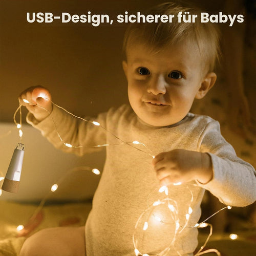 Flaschenlichter mit Korken, USB wiederaufladbares Weinflaschenlicht, batteriebetriebene Gläser, Lichterkette, 2025 verbesserte Lichterkette für Weihnachtsdekorationen(Warm weiß, 3 Pack)
