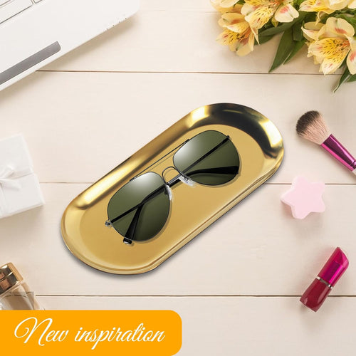 2 STK Tablett Gold, Serviertablett, Goldene Dekotablett,23x9,5 cm
