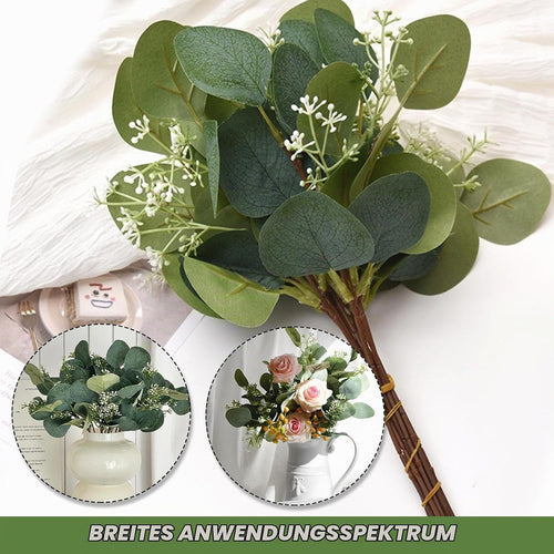 Künstliche Eukalyptus Deko 12 Stück Künstlicher Eukalyptus Pflanzen Bulk Zweige Blätter Deko Grüner für Hochzeit Dekoration