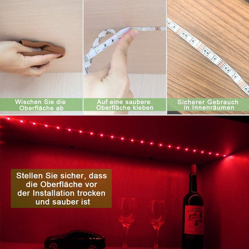 ACONDE LED Streifen mit 24 Tasten Fernbedienung, 2m Batteriebetriebene Lichtbänder für Party und DIY Dekoration