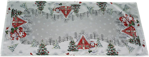 Tischläufer 40 x 90 cm Schneemann Weihnachten Winterdorf