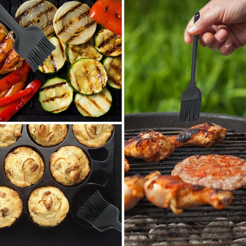 2 Stück 21cm Backpinsel, Backpinsel Silikon, Pinsel Küche, Silikonpinsel Küche, Schwarz Silikon Pinsel, Grillpinsel, Pinsel Backen, Spülmaschinengeeignet, für Backen, Grillen, Kochen