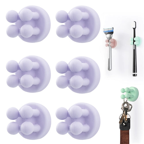 Zayin Silicone Toothbrush Zahnbürstenhalter Rasiererhalter Multifunktions-Haken Wasserdicht Selbstklebend Zahnbürstenhaken Stopfenhalter (4 Stück Schwarz, Weiß, Rosa, Grün)