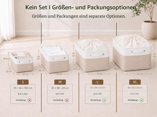 Mangata aufbewahrungsbox Stoff, aufbewahrungskorb, Korb aufbewahrung Stoff mit Griffen für Schrank, Spielzeug, kleiderschrank, Regale, Kleidung (Helles Khaki Weiß, klein)