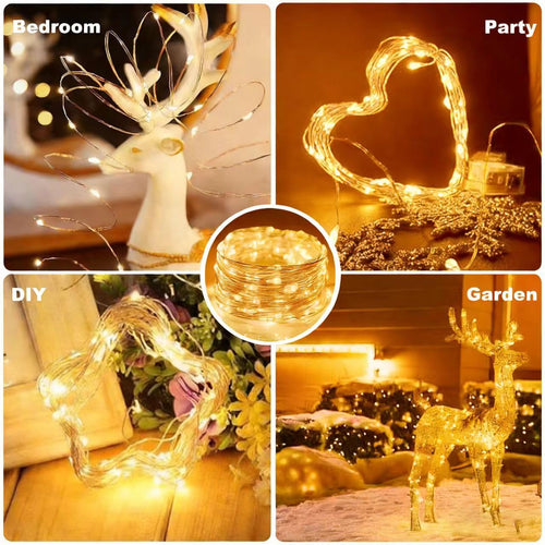 2 Stück LED Lichterkette, 30LED 3M / 10Ft USB lichterkette außen/innen Wasserdichte für Schlafzimmer, Hof, Hochzeit, Weihnachten, DIY etc (Warmweiß)