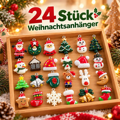 Weihnachtsanhänger 24 Stück, Naler Mini Weihnachtsbaumschmuck aus Harz