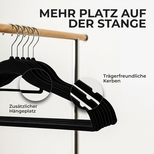 Utopia Home - Premium Kleiderbügel aus Samt (Schwarz, 50er-Pack)