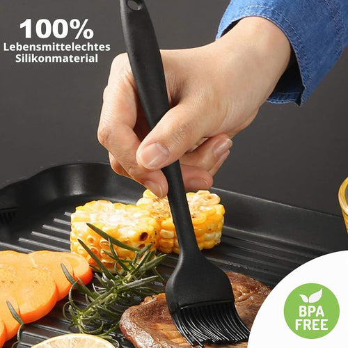21cm Silikon Backpinsel Basting Gebäckbürste Grillbürste Gebäck Kochbürste Öl Backbürsten Hitzebeständige Küche Pinsel Lebensmittel Spülmaschinengeeignet Backbürste Farbe schwarz