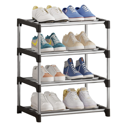 Schuhregal Klein 3 Etagen Schwarz, Schuhregal Schmal Platzsparend