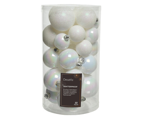 Kaemingk Weihnachtskugeln Kunststoff 4-6cm Mix 30er Set - bruchsichere Christbaumkugeln Weihnachtsbaumkugeln für Weihnachten - Christbaumschmuck & Weihnachtsbaumschmuck - Rosmarin