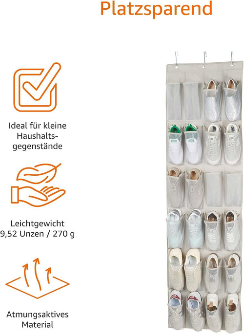 Amazon Basics Organizer für Schuhe, Medium, Beige/Hellgrau