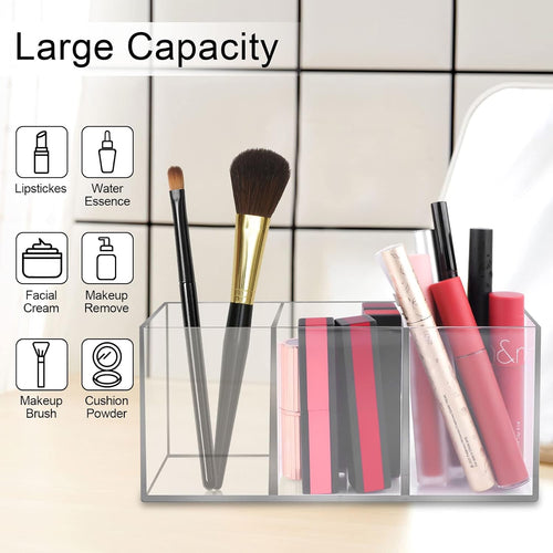Acrylic Pinselhalter, 3 Fächer Make Up Organizer, Schminktisch Organizer