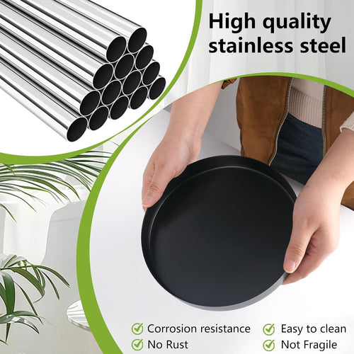 Deko Tablett Rund Ø 20 cm Rundes Serviertablett Schwarz Matt aus Metall |Dekoteller & Dekotablett für Adventskranz Teller, Schmuck, Make-up Organizer, Vasen | Edelstahl Servierplatte