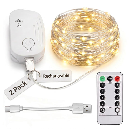 Lichterkette Aufladbar mit Fernbedienung,5M 50 LED Lichterkette(1Pc)