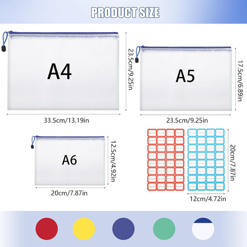 Hemiks 15 Stück Dokumententaschen A4+A5+A6, Dokumentenmappe Wasserabweisend