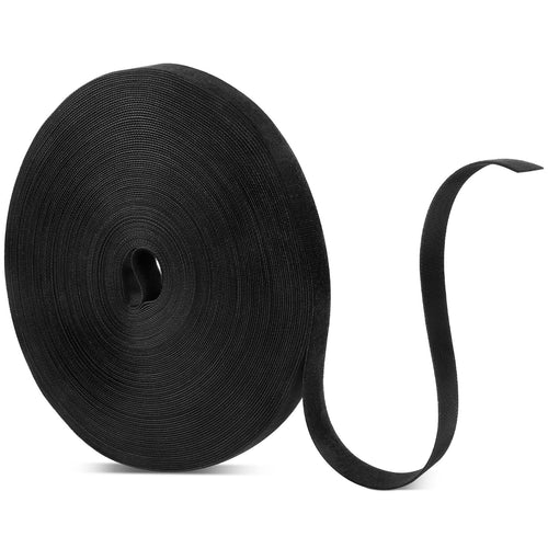 15m Klett Kabelbinder, 10 mm, Zuschneidbar, Klettband Schwarz