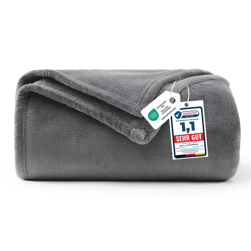 WAVVE Kuscheldecke Flauschig Decke Tagesdecke 150x200 - Sofadecke Grau