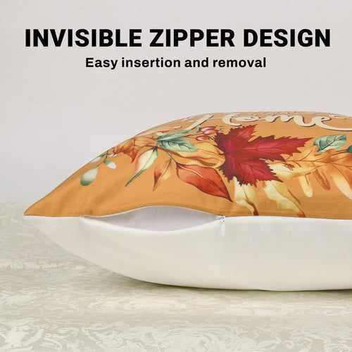 Bonhause Kissenbezug Herbst Bäume 40 x 40 cm Orange Wälder Marple Blätter Samt Soft Dekorative Kissenhülle Zierkissenbezüge für Sofa Schlafzimmer Wohnzimmer Zuhause Dekoration 4er Set