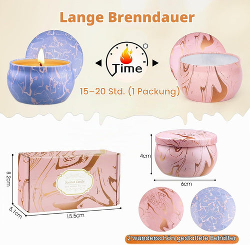 Duftkerzen Geschenkset, 2 Stück Natürliches SojaWachs Aromatherapie Kerzensets, Duftkerze Weihnachten Geschenkset für Frauen, Kleine Geschenk für MuttertagWeihnachten, Geburtstag, Valentinstag