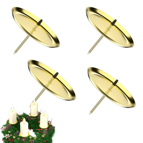 Adventskranz Kerzenhalter 6cm: 4 Stück Advents Kerzenständer für Stumpenkerzen | Metall Adventskerzenhalter mit Dorn | Weihnachtskranz Deko | Schwarz