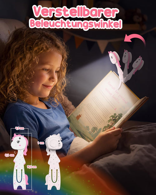 Einhorn Geschenke für Mädchen Leselampe Kinder Lesezeichen 2 in 1