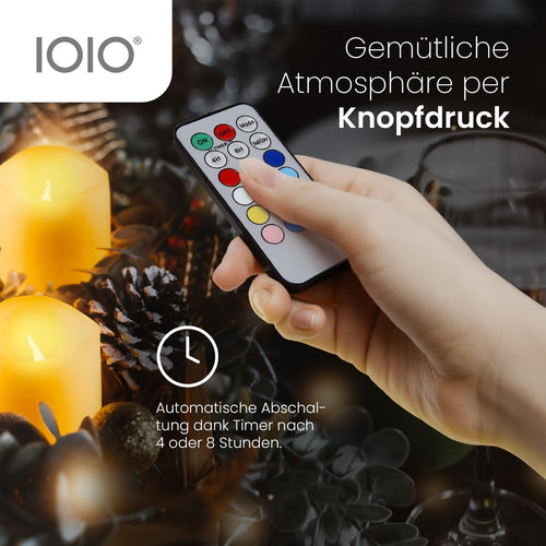 Olympia IOIO 3er Echtwachskerzen-Set mit Fernbedienung und Farbwechsel, LED 48, 40138