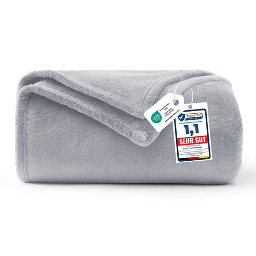 WAVVE Kuscheldecke Flauschig Decke Tagesdecke 150x200 - Sofadecke Grau