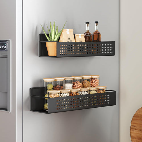 SONGMICS Gewürzregal magnetisch, 4er Set, Magnetregal, Gewürz Organizer