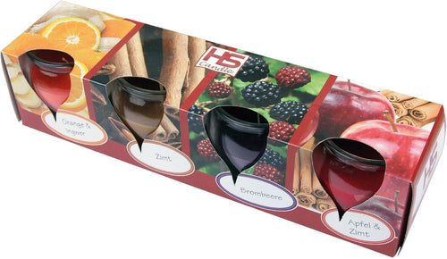 Duftkerzen im Glas, 4 Stück, süß & winterlich, für Weihnachten